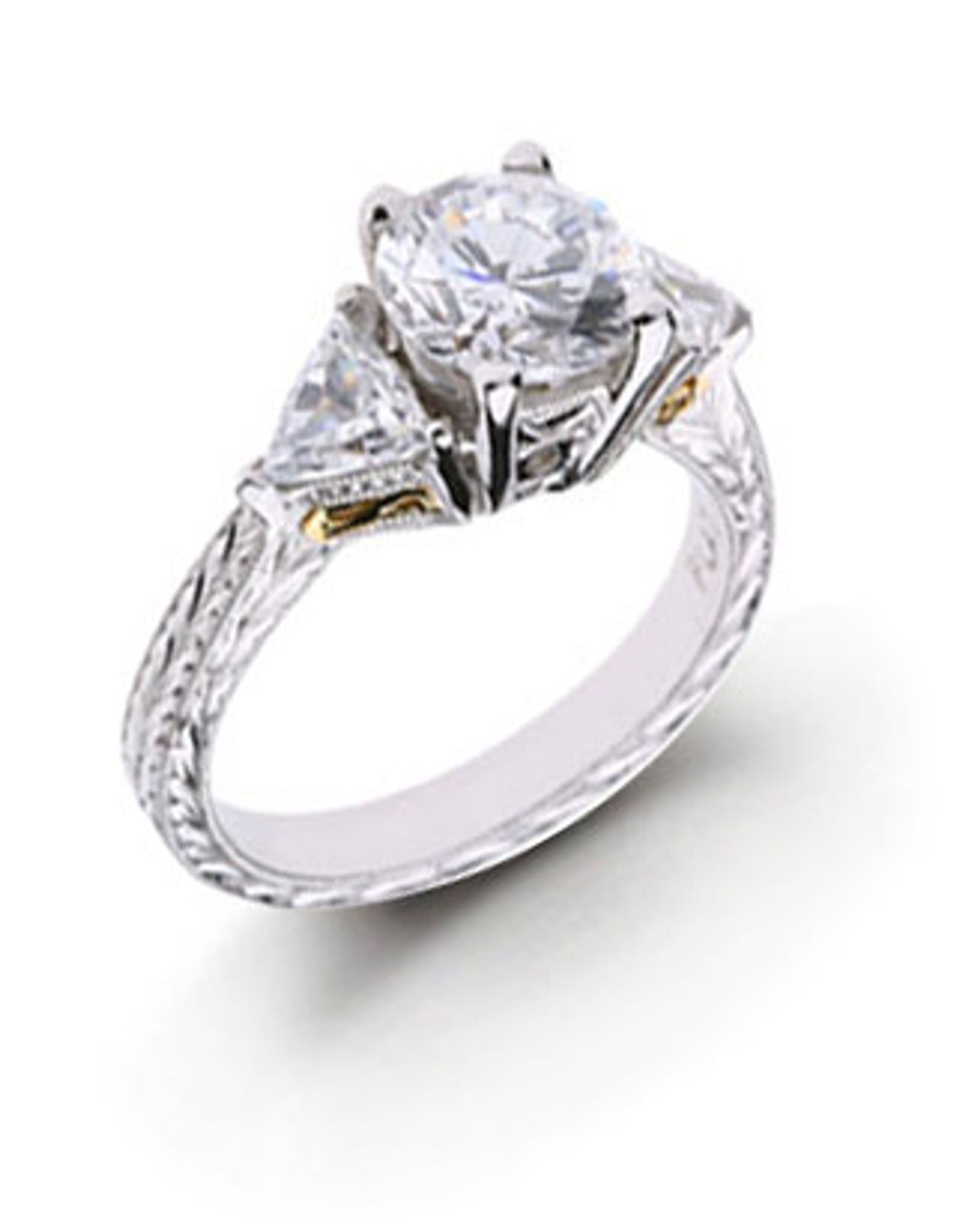 Platinum White Gold Engraved Filigree. View Engagement Setting