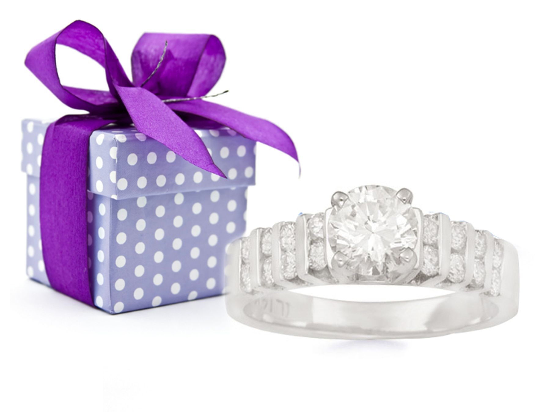 Pre-Set Diamond Side Accent Platinum Engagement Ring. 