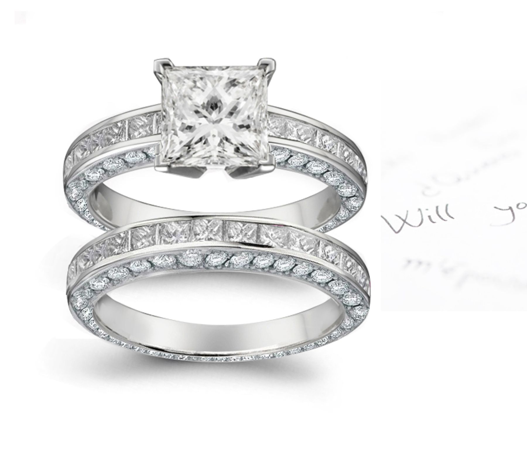 Diamond Engagement & Wedding Halo Diamond Ring & Band in Platinum and Gold