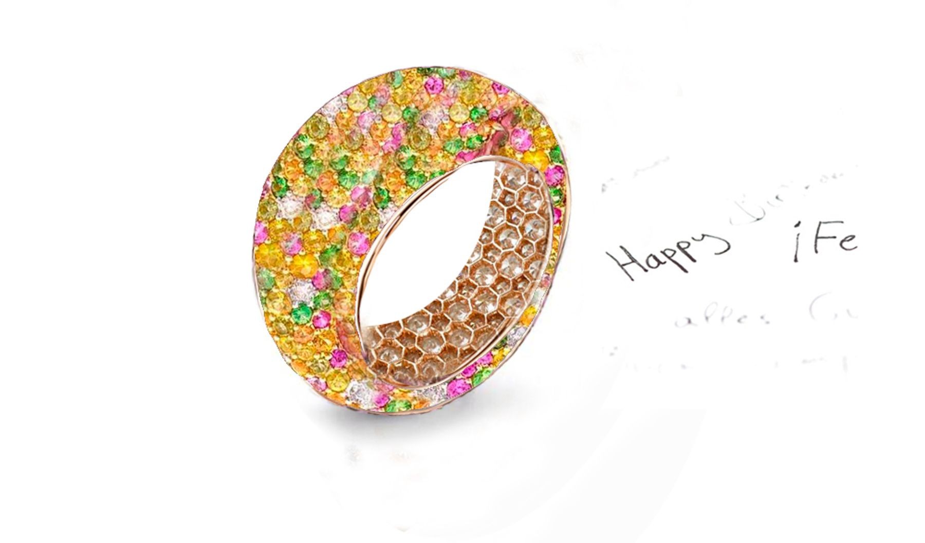 Fabulous Multi-Colored Diamonds & Precious Stones Eternity Band Rings