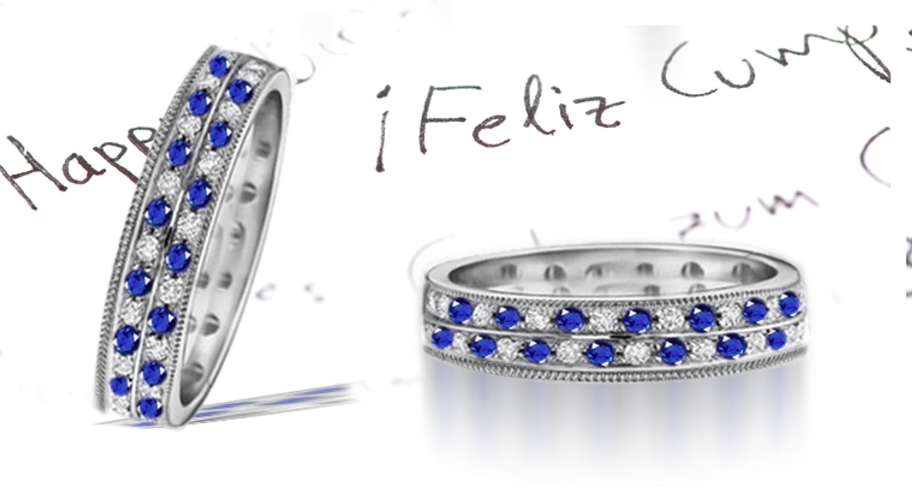 New Sapphire & Diamond Eternity Wedding Band