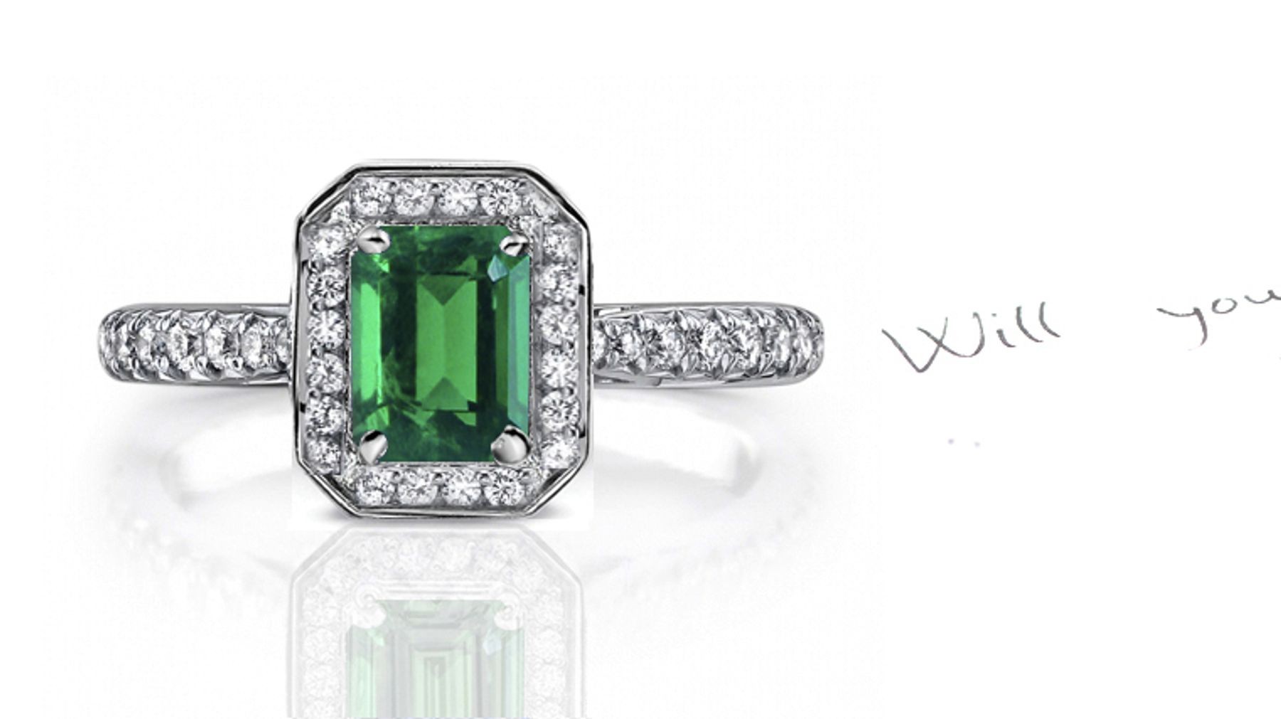 Fascinating:Genuine Emerald & Diamond Ring