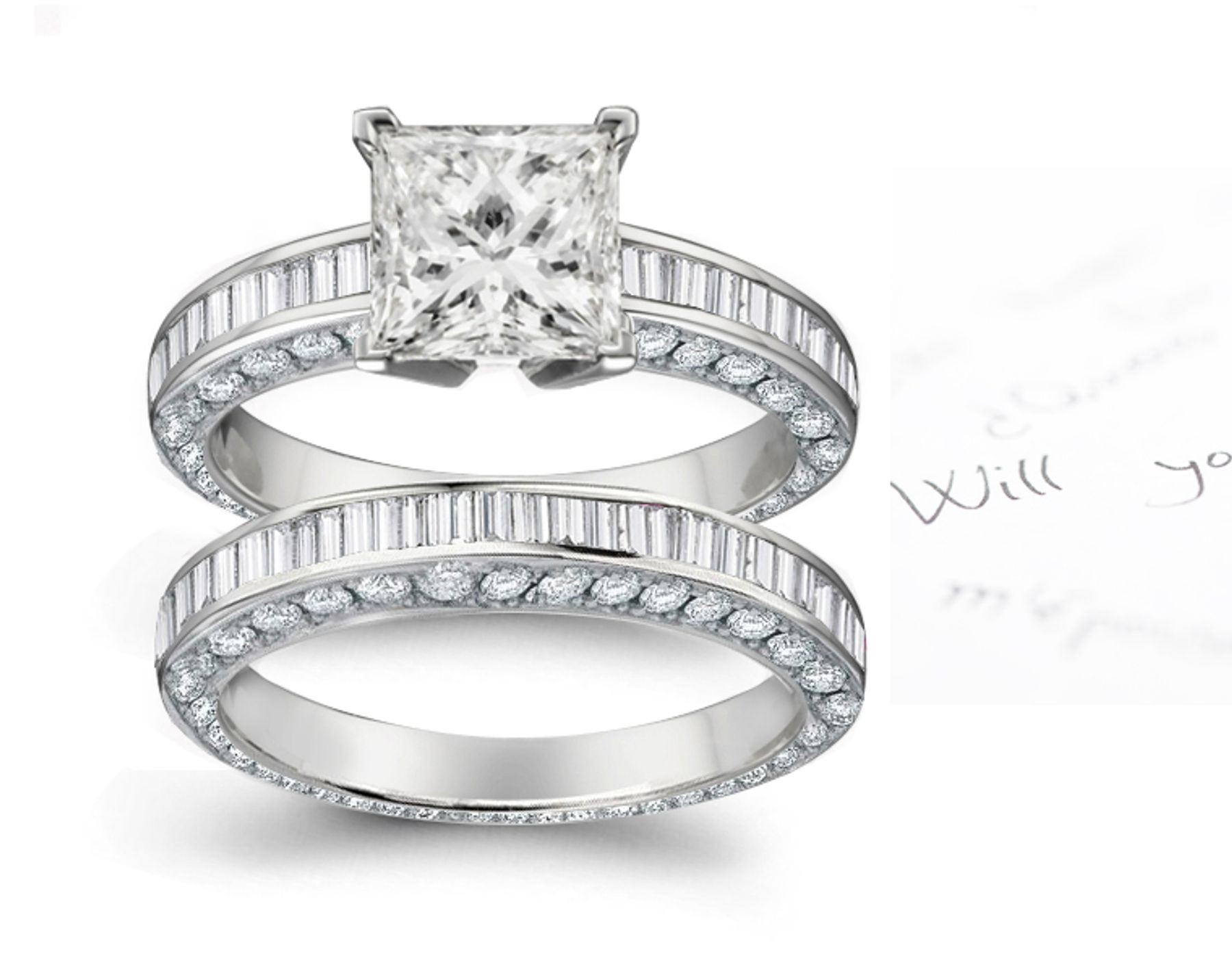 Diamond Engagement and Wedding Halo Diamond Ring and Band in Platinum and Gold