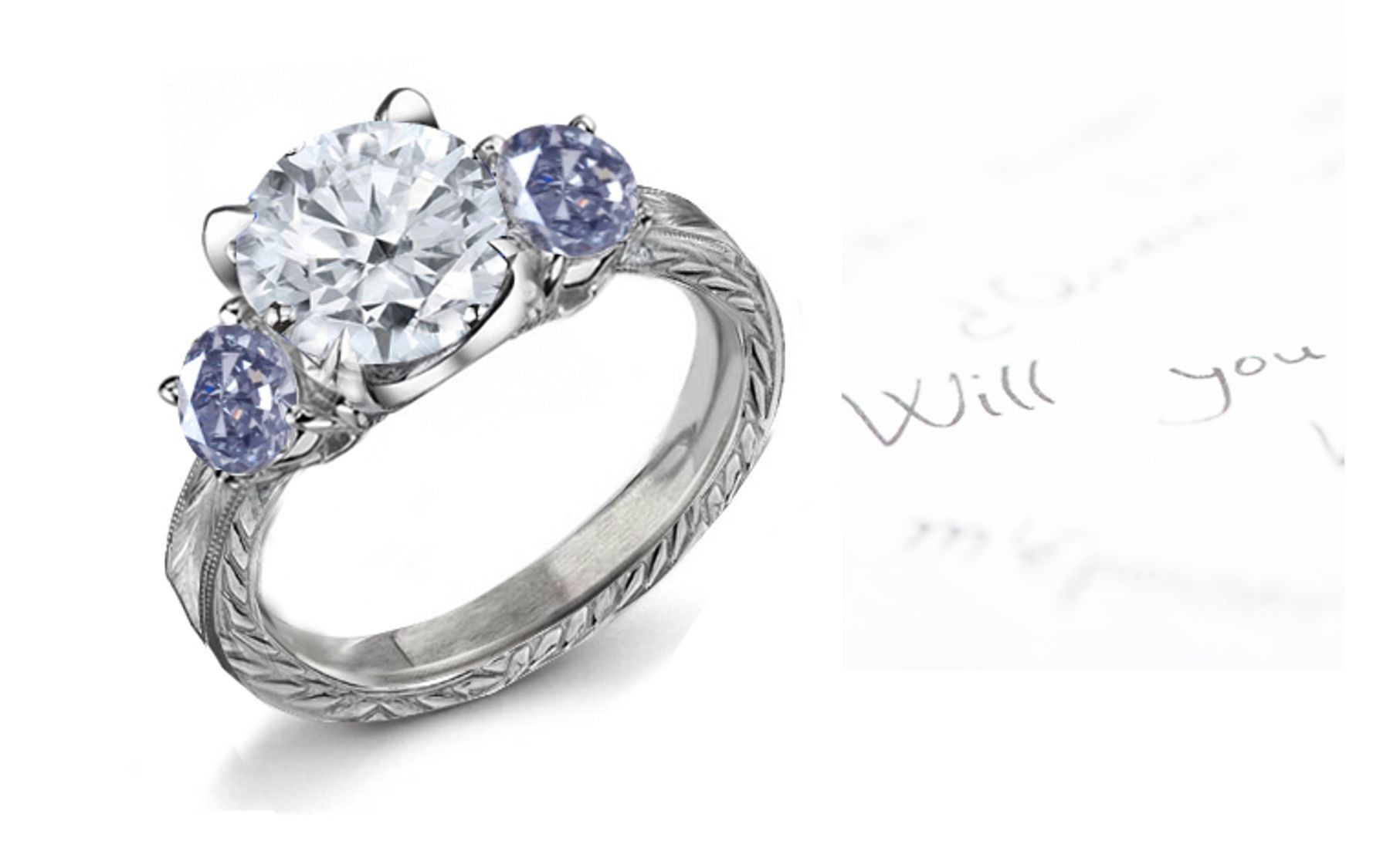 Blue Colored Diamonds & White Diamonds Fancy Blue Diamond Engagement Ring