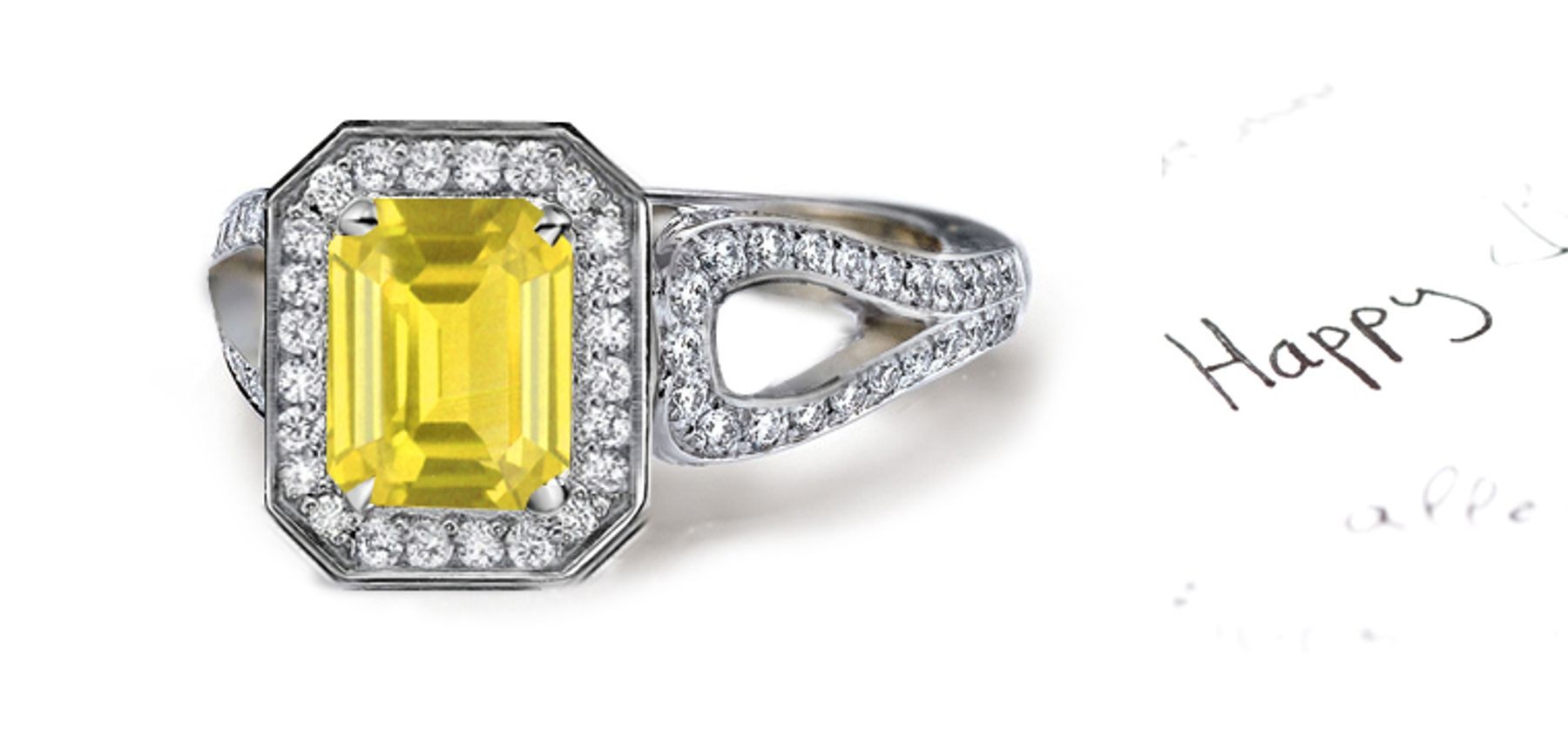 Unique: Yellow Sapphire & Diamond Micro Pave Ring