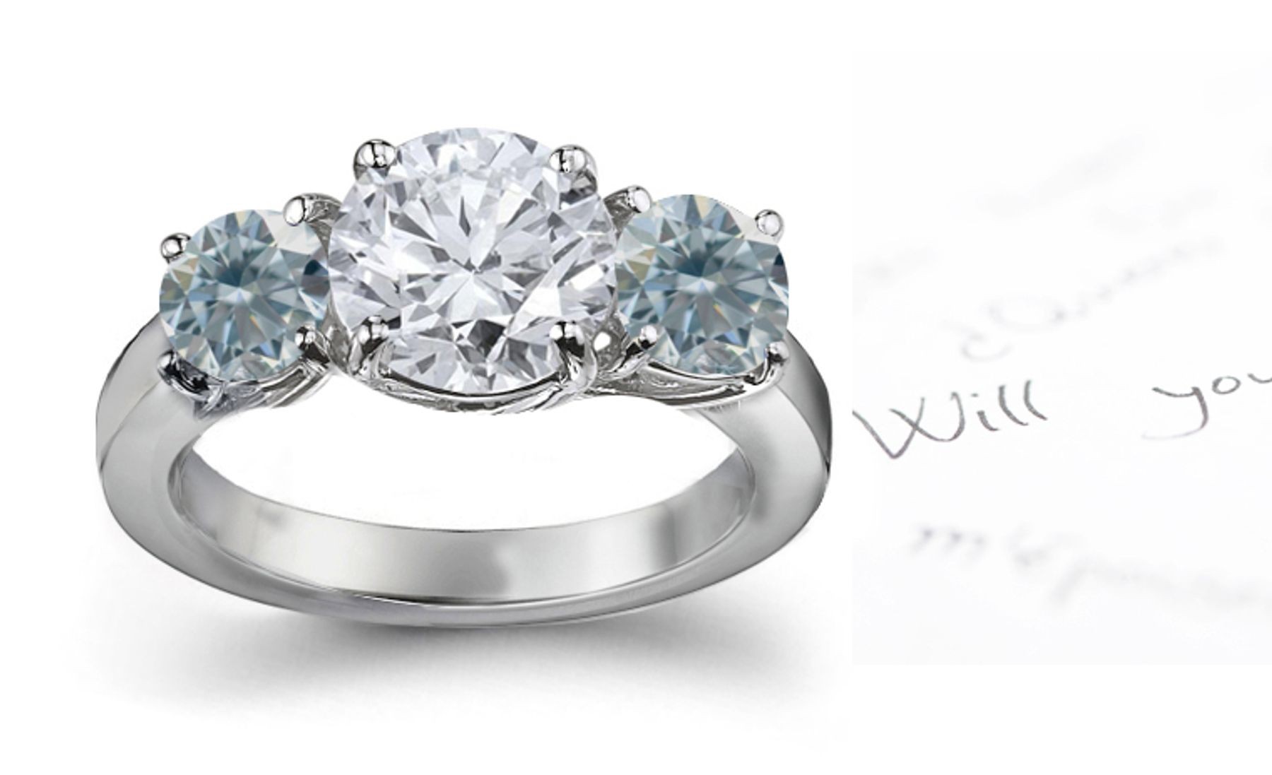 Blue Colored Diamonds & White Diamonds Fancy Blue Diamond Engagement Ring