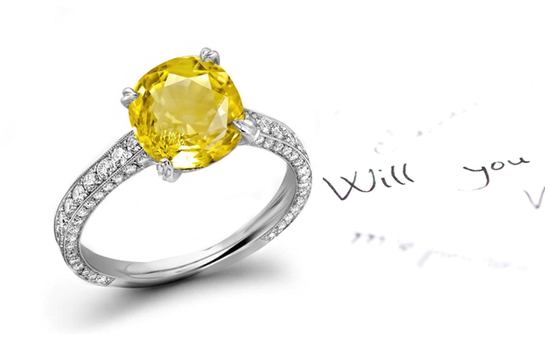 Fascinating: Fine Designer Yellow Sapphire & Diamond Micro Pave Ring