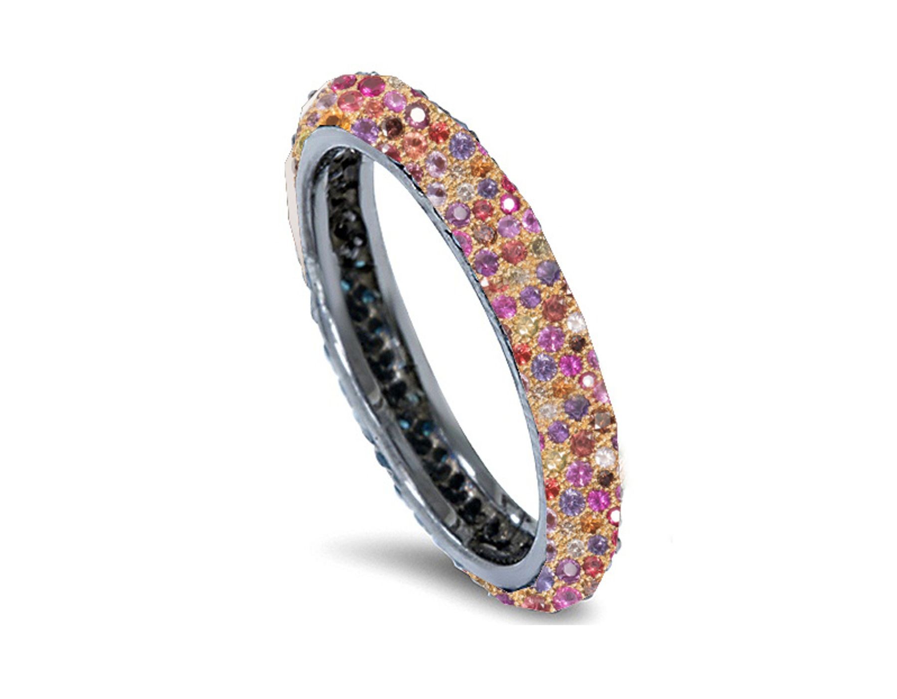 Delicate Women's Eternity Rings Featuring Blue Sapphires & Diamonds in Precision Micro pave Settings