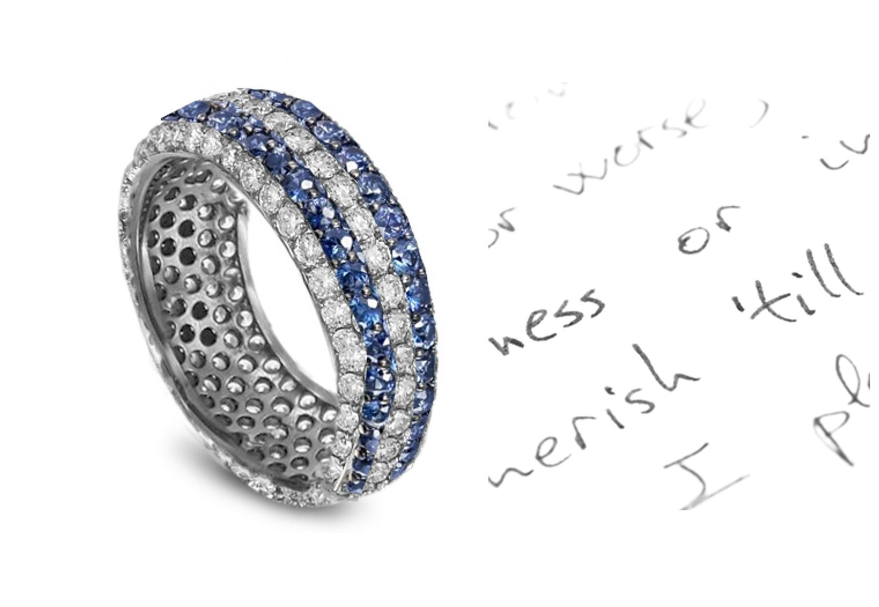 Sparkling: MicropavéVibrant Blue Sapphire & Brilliant Diamond Glittering Eternity Band in Gold