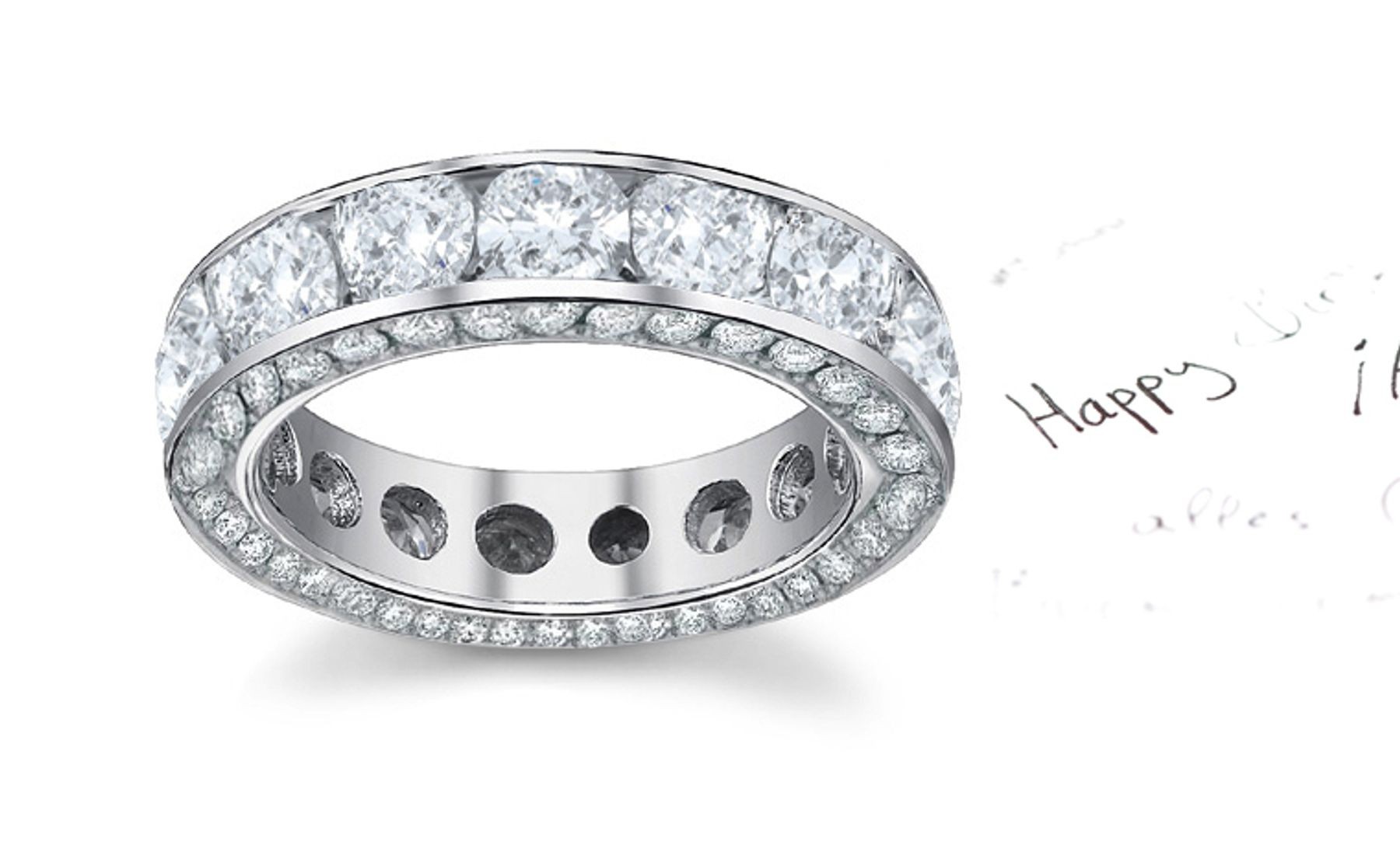 Twinkling Round Diamond Eternity Band with Sides Diamond Sprinkled