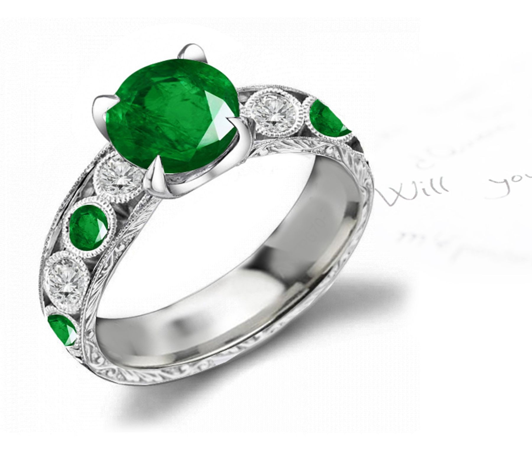 Remarkable Examples: Ancient Design & Style Brilliant Emerald Diamond Milgrain Diamond Cloissons Openwork Gold Ring