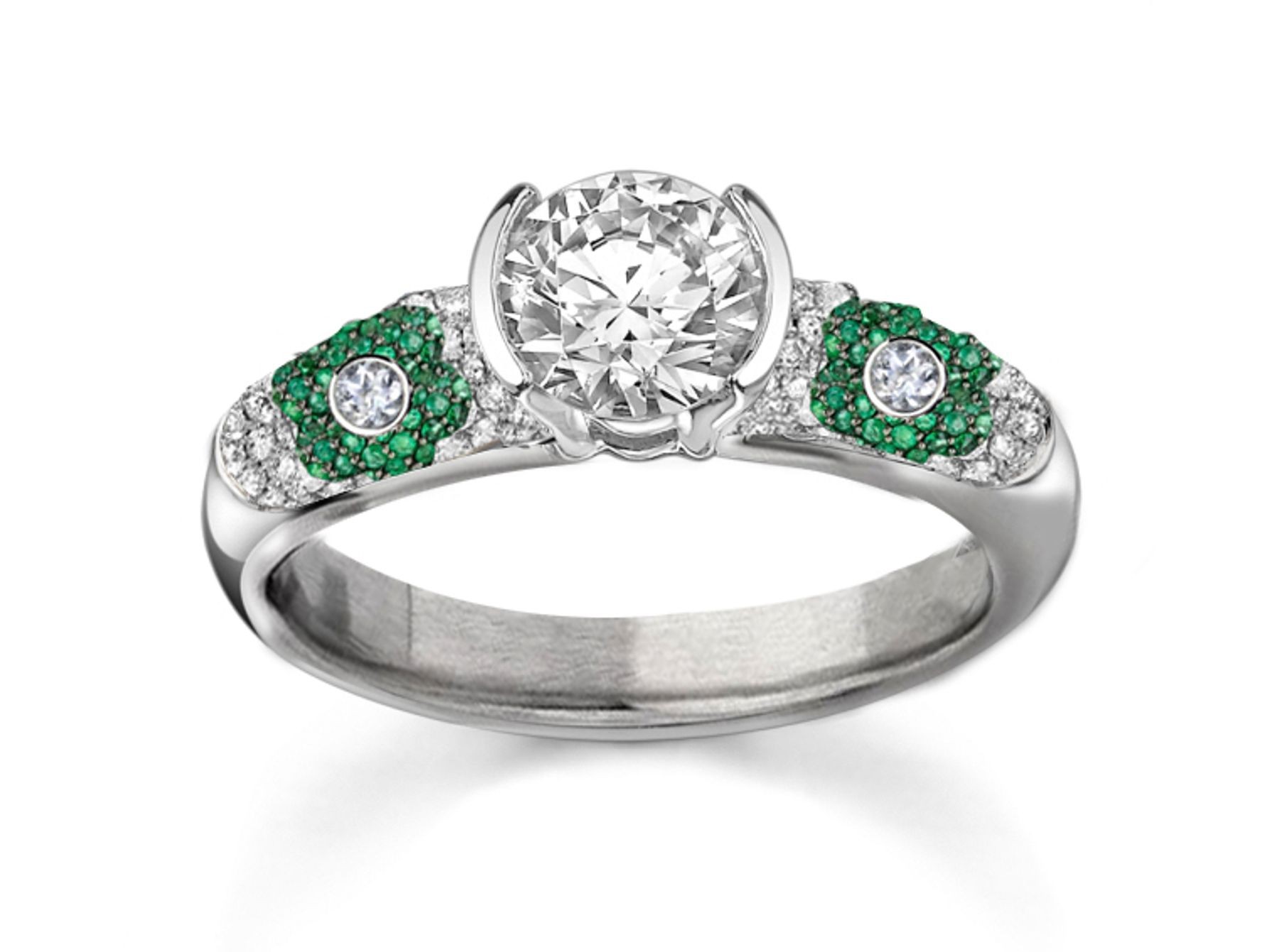 Nature Theme: Special Diamond & Micropave Emerald Flower Ring