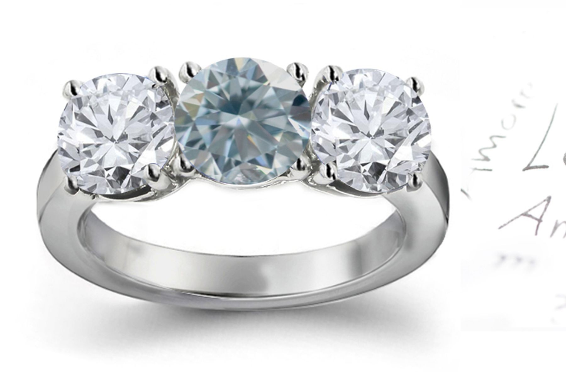 Premier Colored Diamonds Designer Collection - Blue Colored Diamonds & White Diamonds Fancy Blue Diamond Engagement Rings