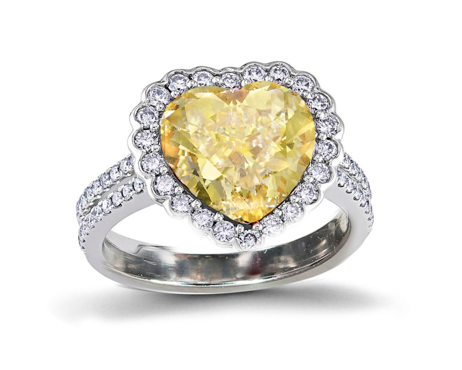 Most Popular Ring with Heart Sapphire & Pave Set Diamonds & Sapphires in Gold or Platinum