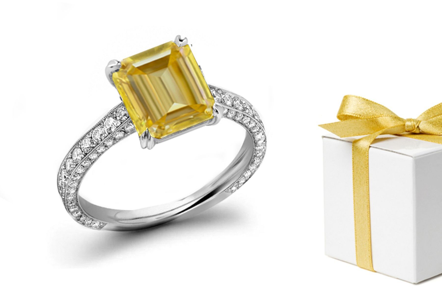 Imagination: Fine Designer Yellow Sapphire & Diamond Micro Pave Ring