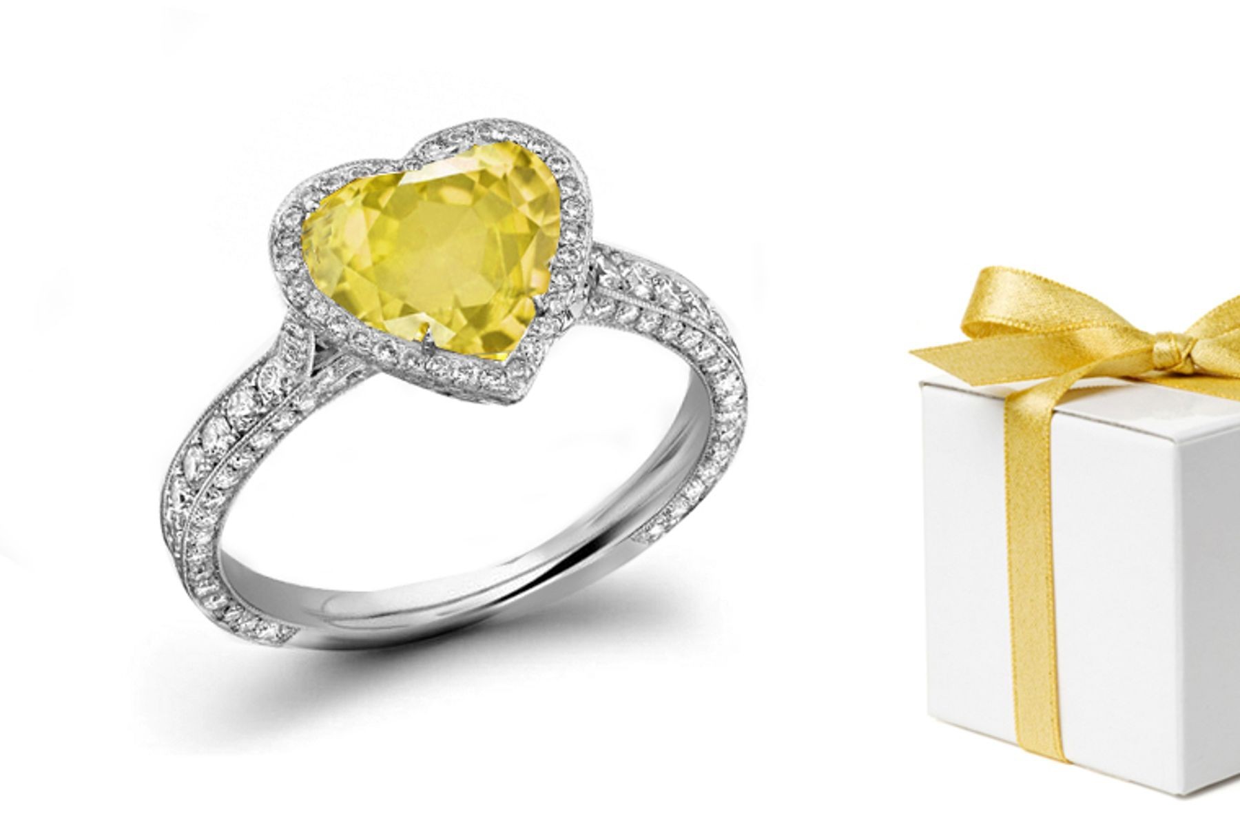 Anniversary: Fine Designer Yellow Sapphire & Diamond Micro Pave Ring