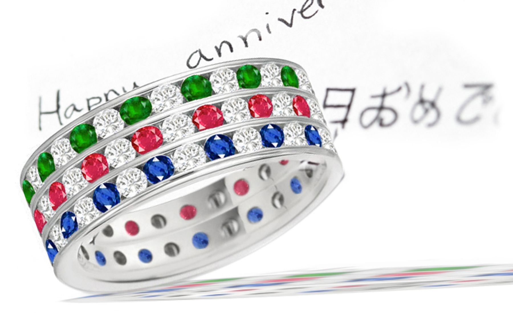 Powerful Magnets: Multi-Gem Eternity Ring with Emeralds, Rubies & Sapphires