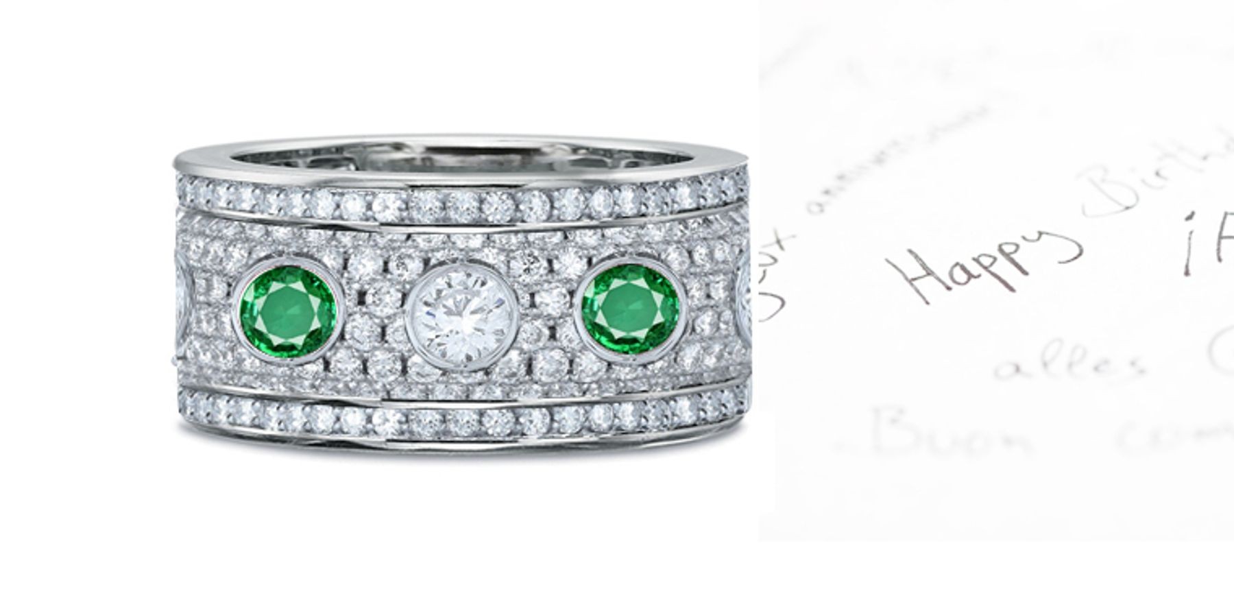 Micropaveed Emerald Eternity & Diamond Bubble Band