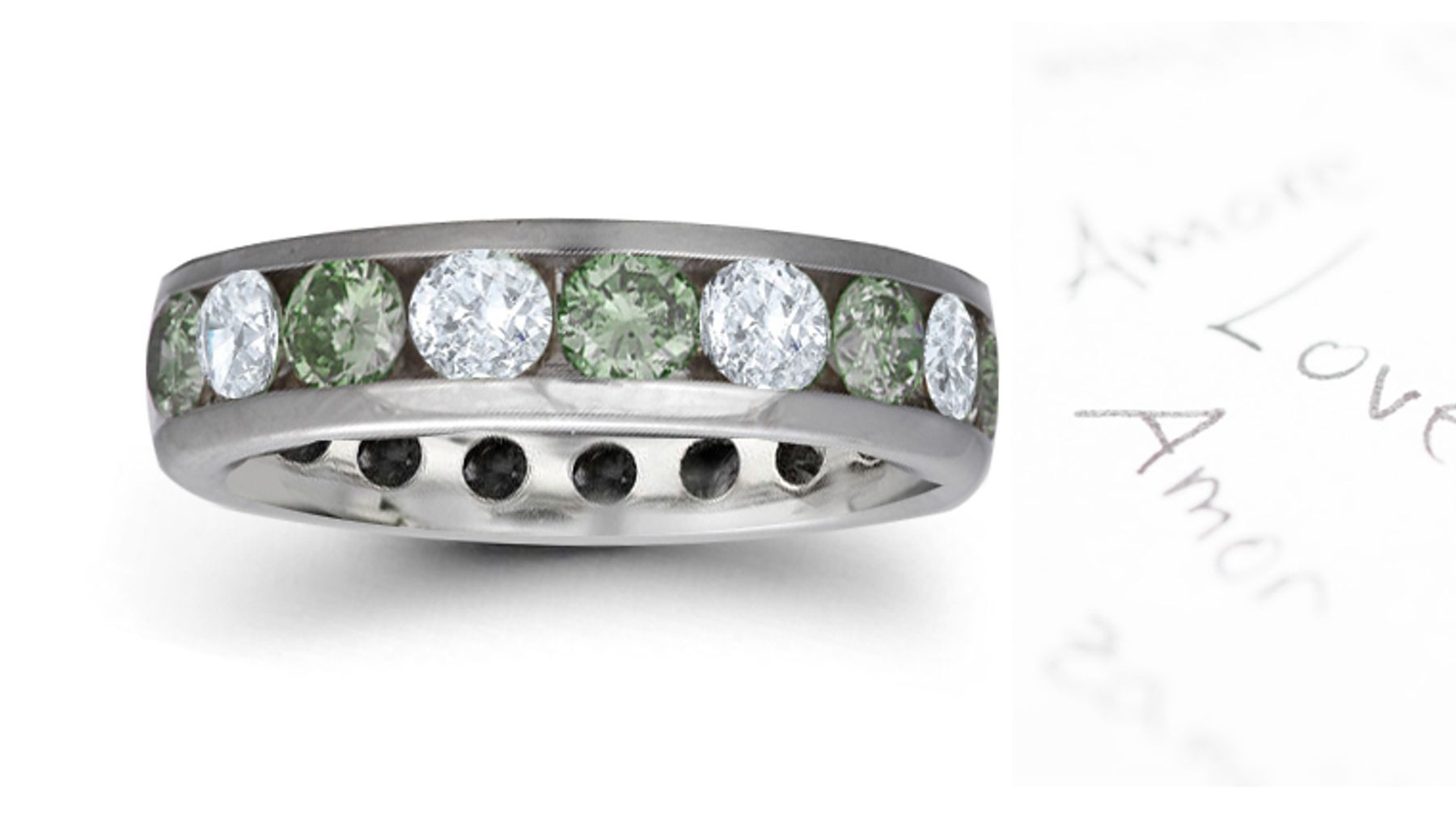 Designer Green Diamond Wedding Bands