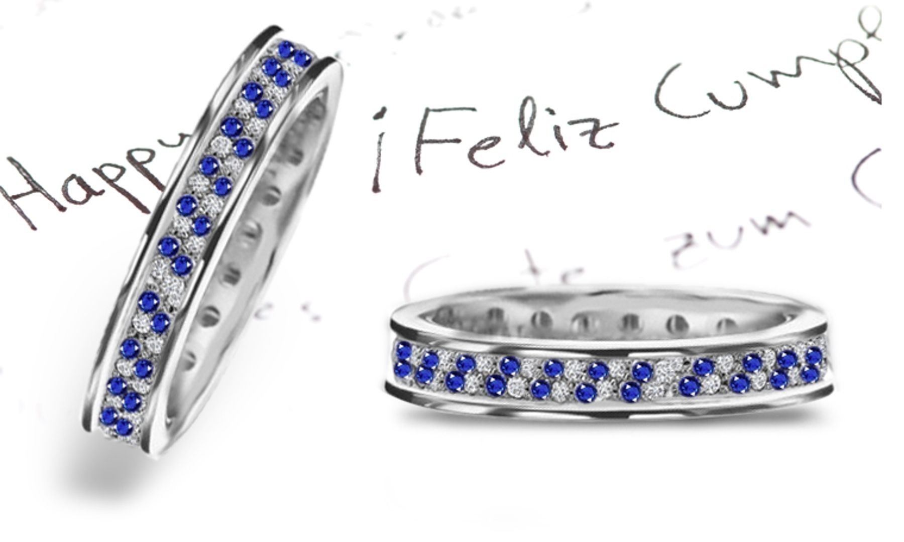 New Sapphire & Diamond Eternity Wedding Band