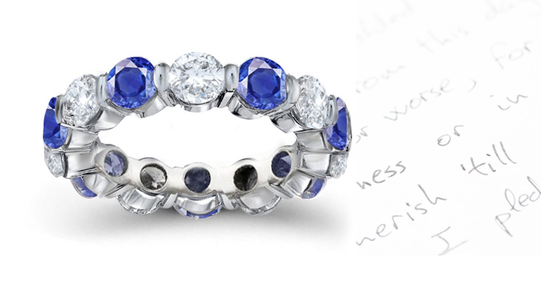 Elegant & Refined: Blue Sapphire and Diamond Eternity Gold Band