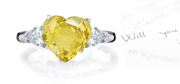 2013 Catalog No. 5 - Product Details: Beauty & Style: Yellow Heart Sapphire & Diamond Pears Designer Rings