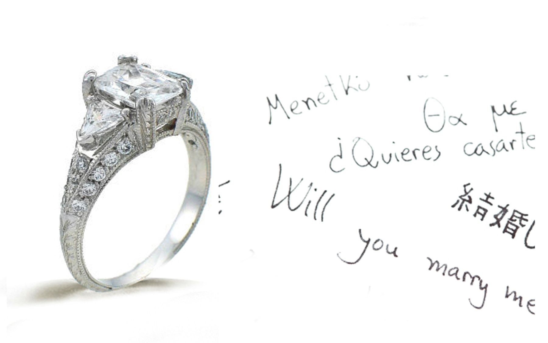 Platinum Hand Engraved Filigree Engagement Setting