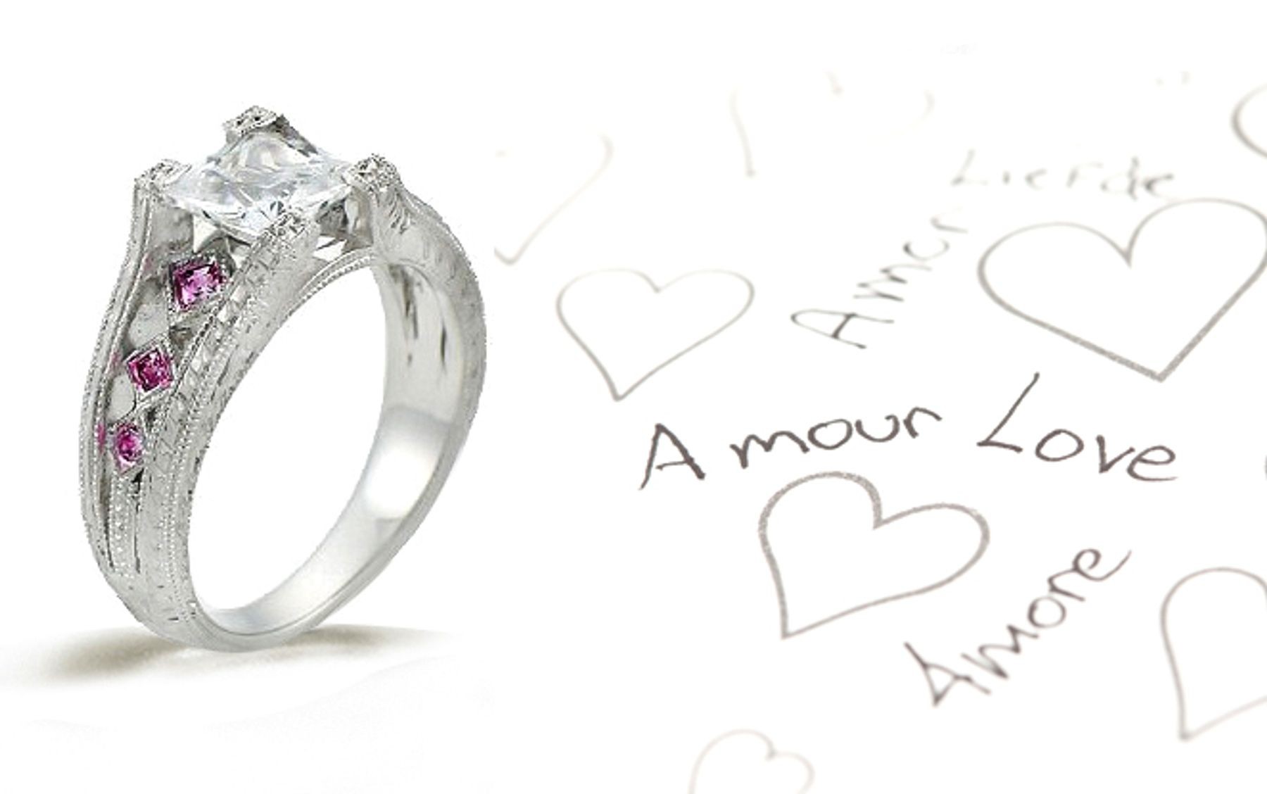 Platinum Hand Engraved Filigree Engagement Setting