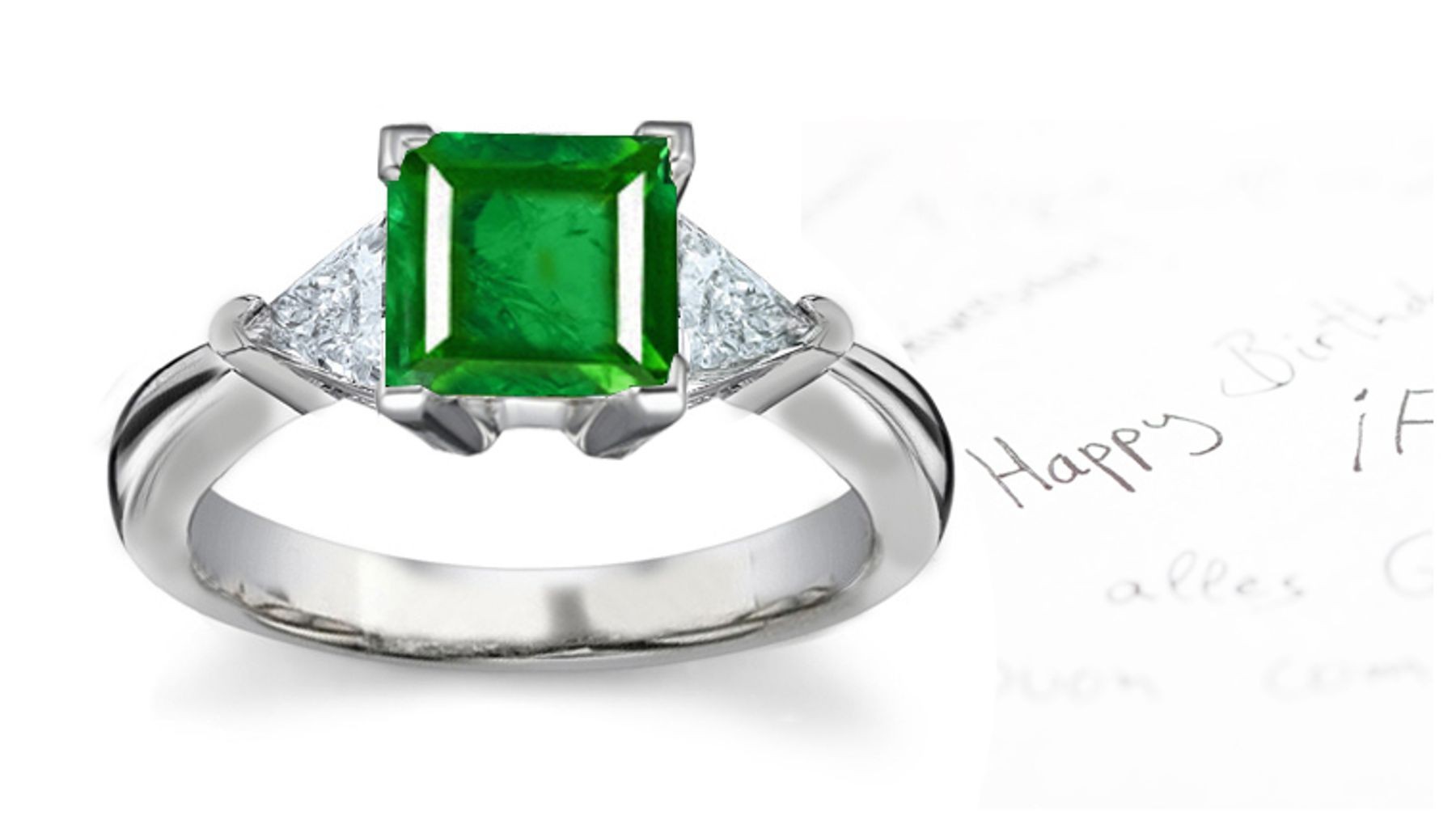 Dramatic: Emerald & Diamond Designer Engagement Ring