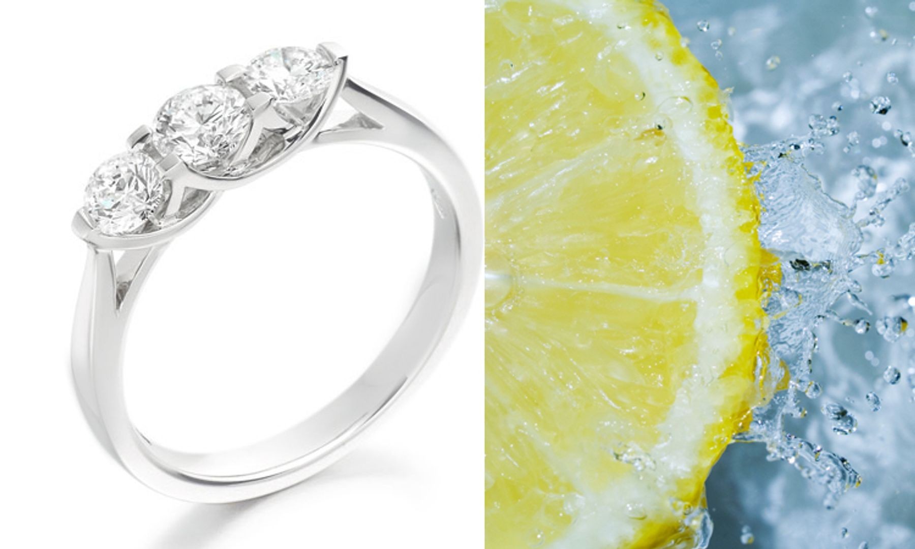 Unique Diamond Ring: Three-Stone (Ring with Three Round Diamonds) Rings in Platinum & 14K White Yellow Gold. 