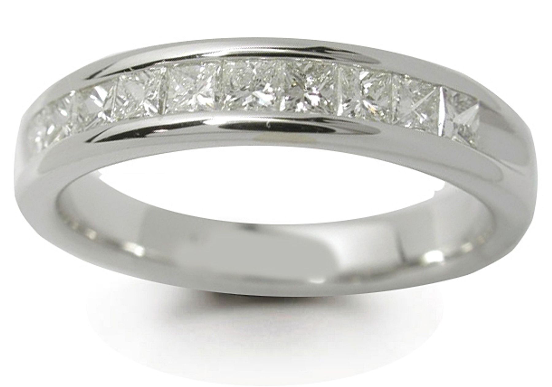 Platinum Channel Set Princess Cut Diamond Ring