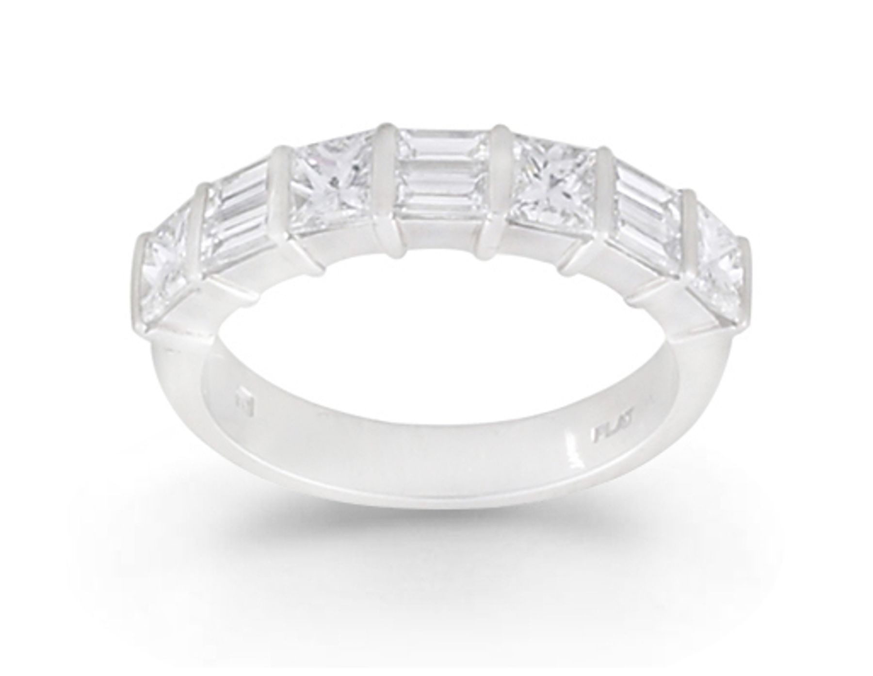 Platinum Baguette and Princess Cut Diamond Eternity Ring