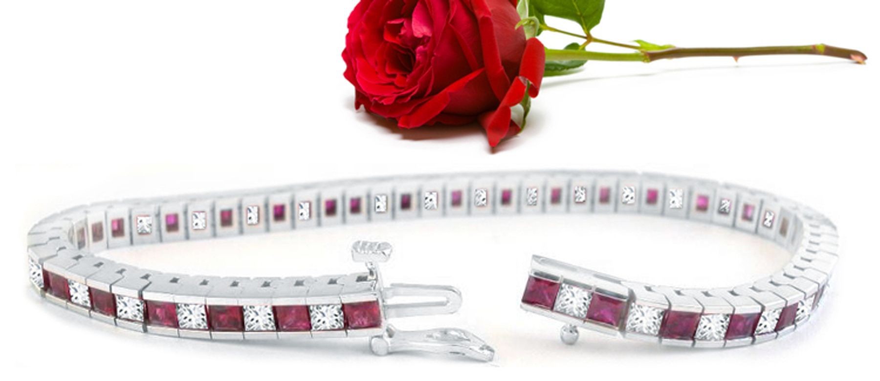 Platinum Ruby and Diamond Tennis Bracelet