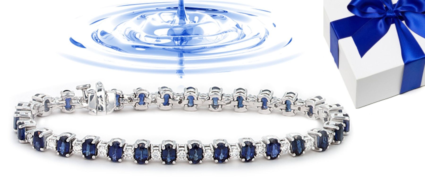 Gold Sapphire and Diamond Tennis Bracelet.