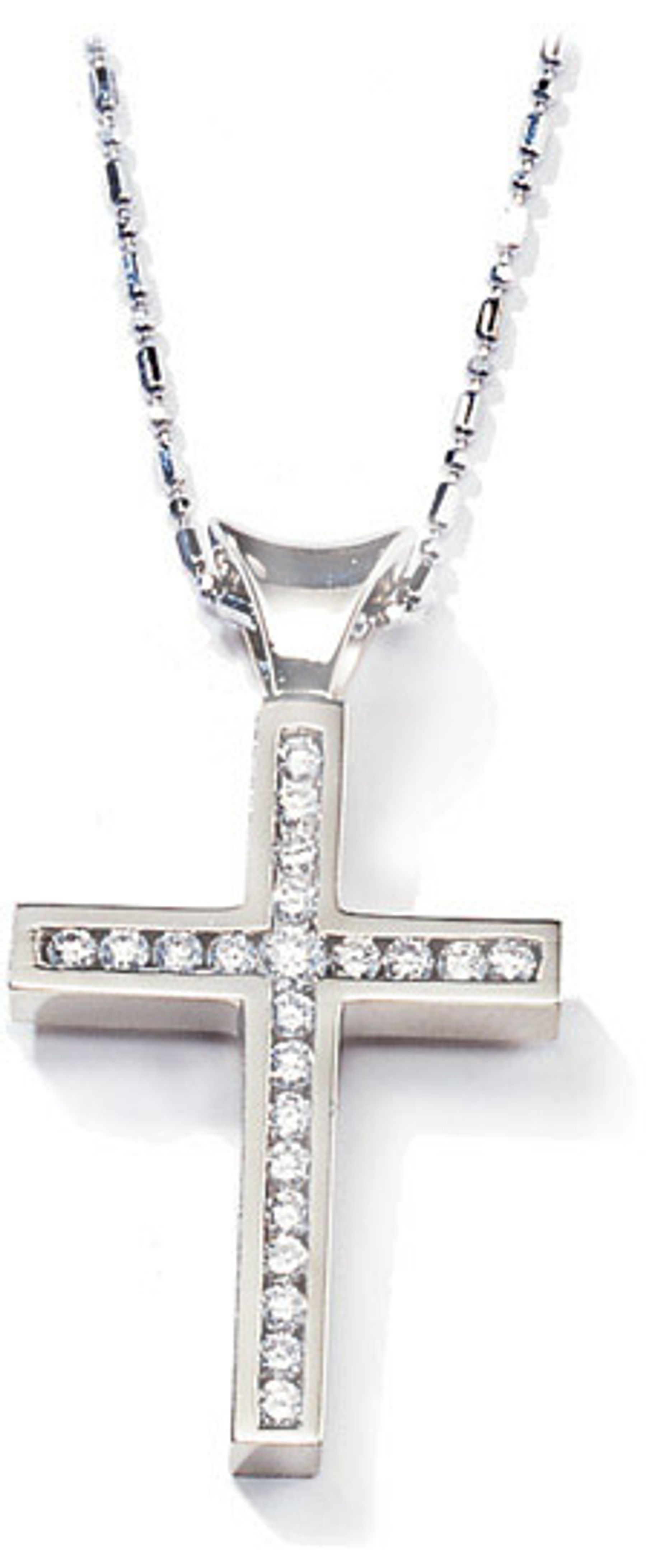 Platinum diamond cross pendant with platinum chain