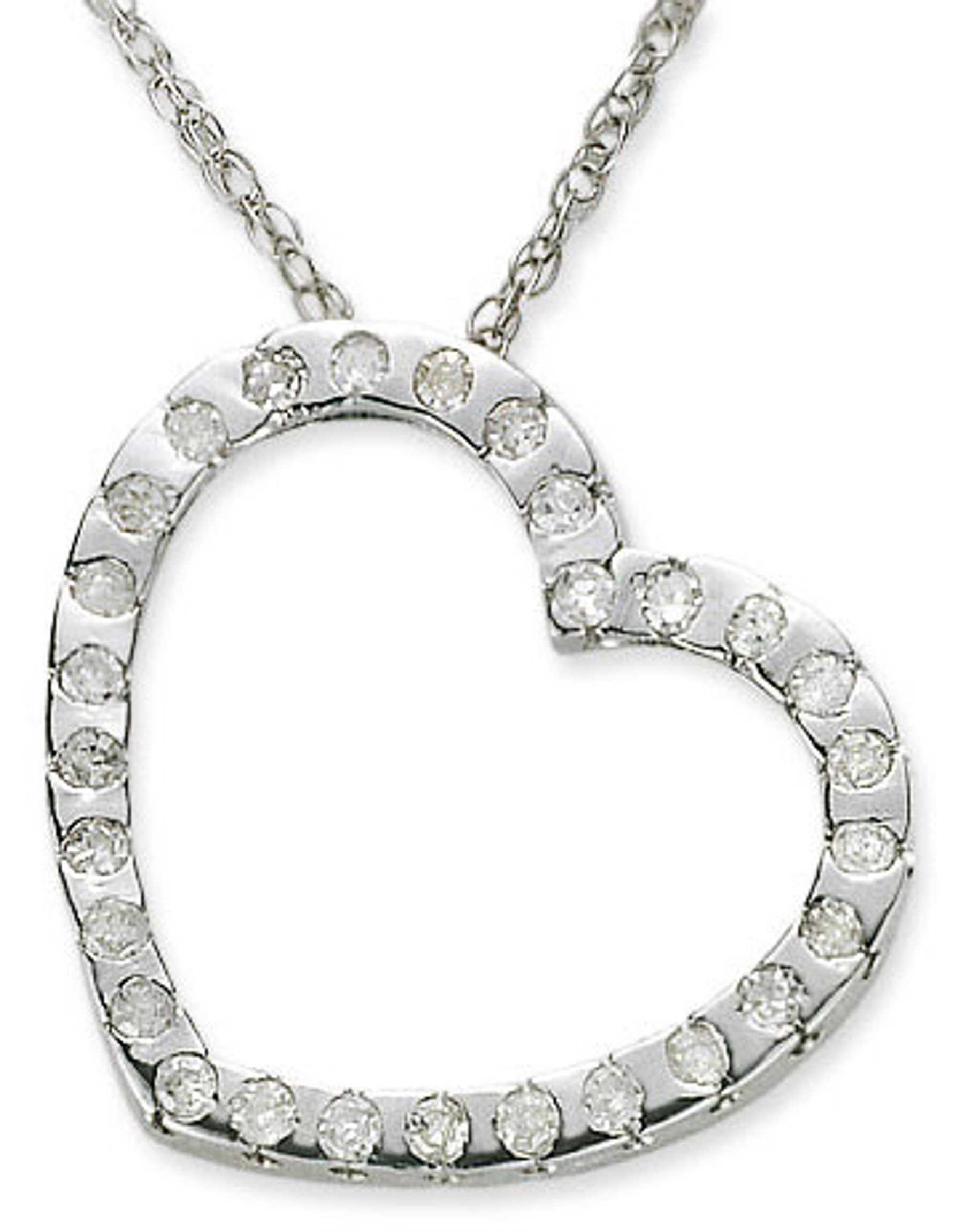 Platinum diamond heart pendant with platinum chain