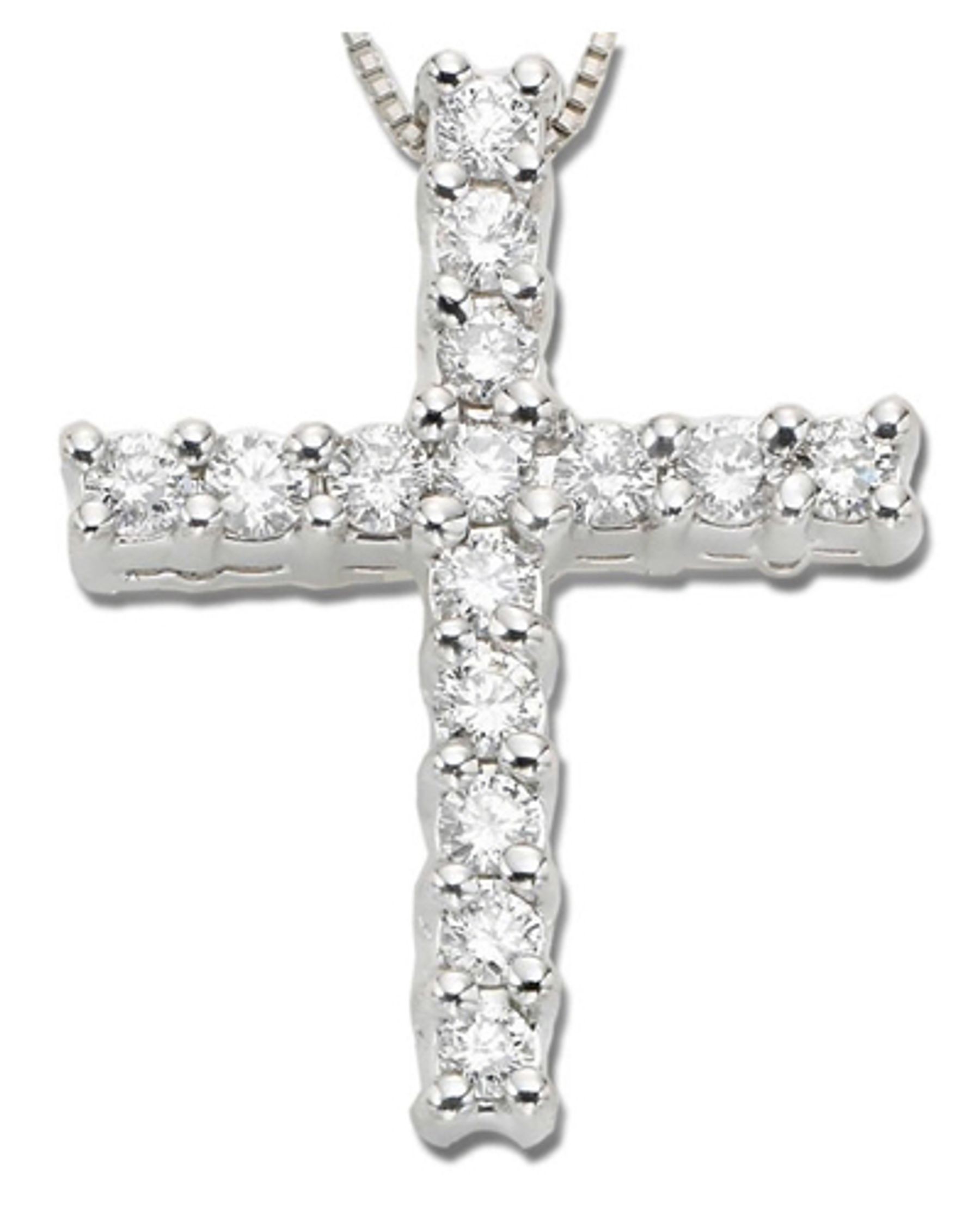 Platinum diamond cross pendant with platinum chain