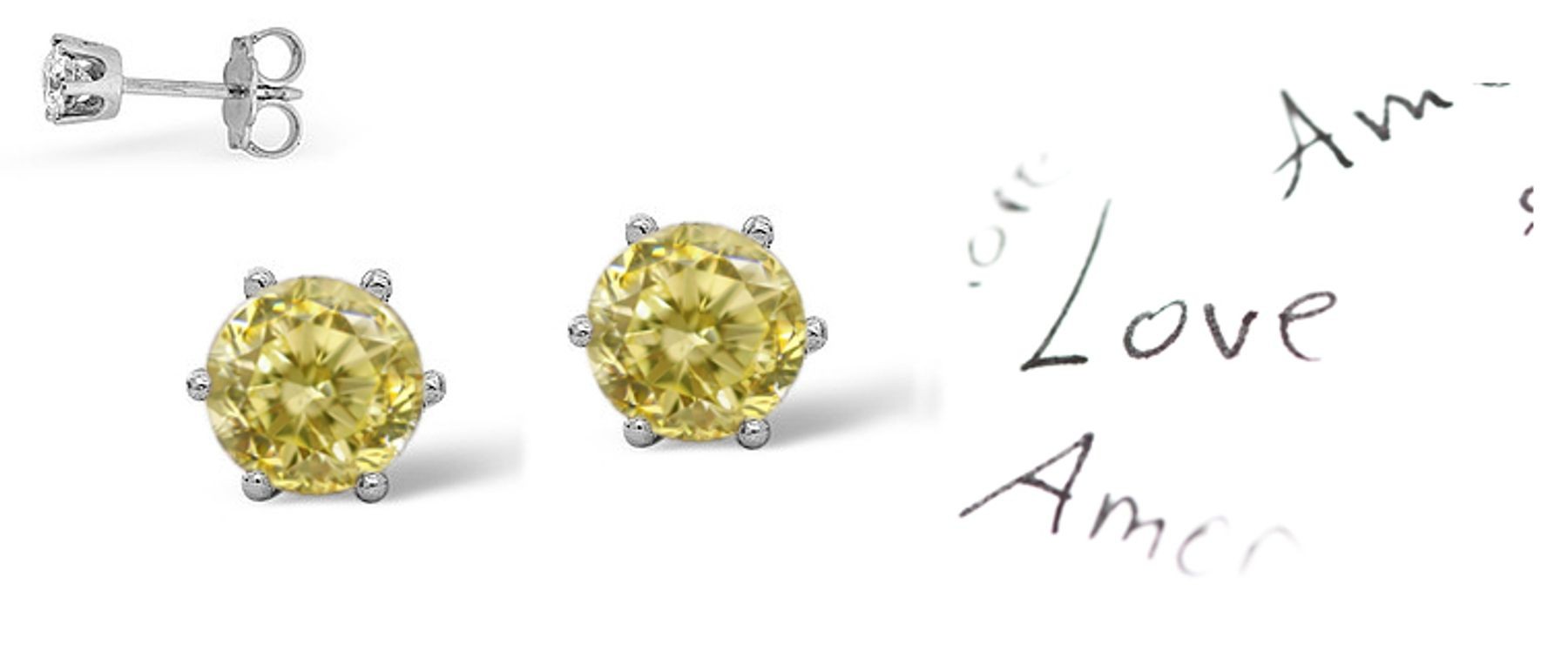 Fancy Colored Diamonds Designer Collection - Women's Yellow Colored Diamonds & White Diamonds Fancy Yellow Diamond Solitaire Earrings