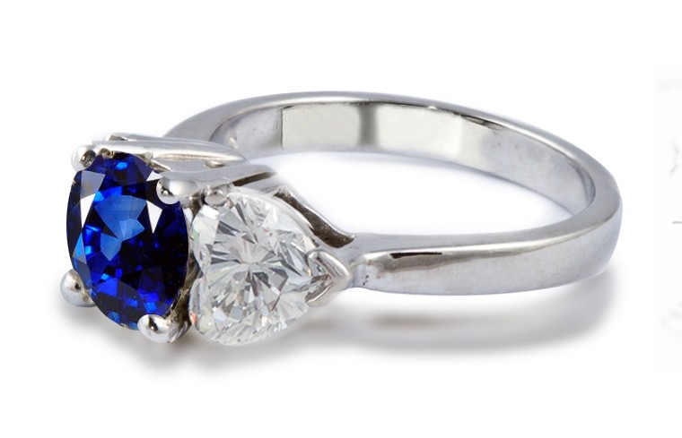 Special Stones: Discover Fine Deep Blue Sapphire & Brilliant Blazing Clarity Diamonds Ring in 18k White Gold & Platinum