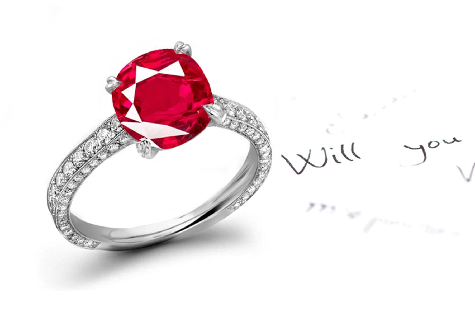 Latest French Styles: French Micropave & Halo Ruby Gemstone & Diamond Ring For You To Cherish Foreveri