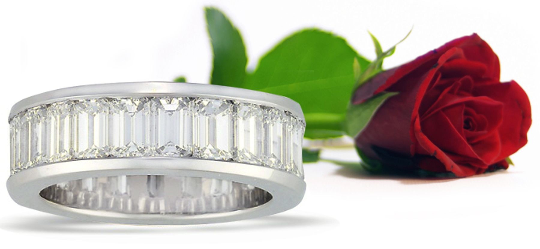 Platinum Channel Set Octagon Diamond Eternity Rings.