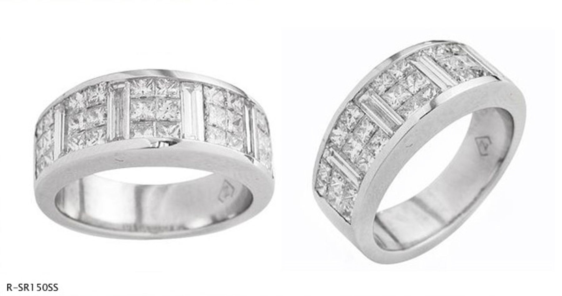 Platinum Bagguette Princess Cut Diamonds Ring