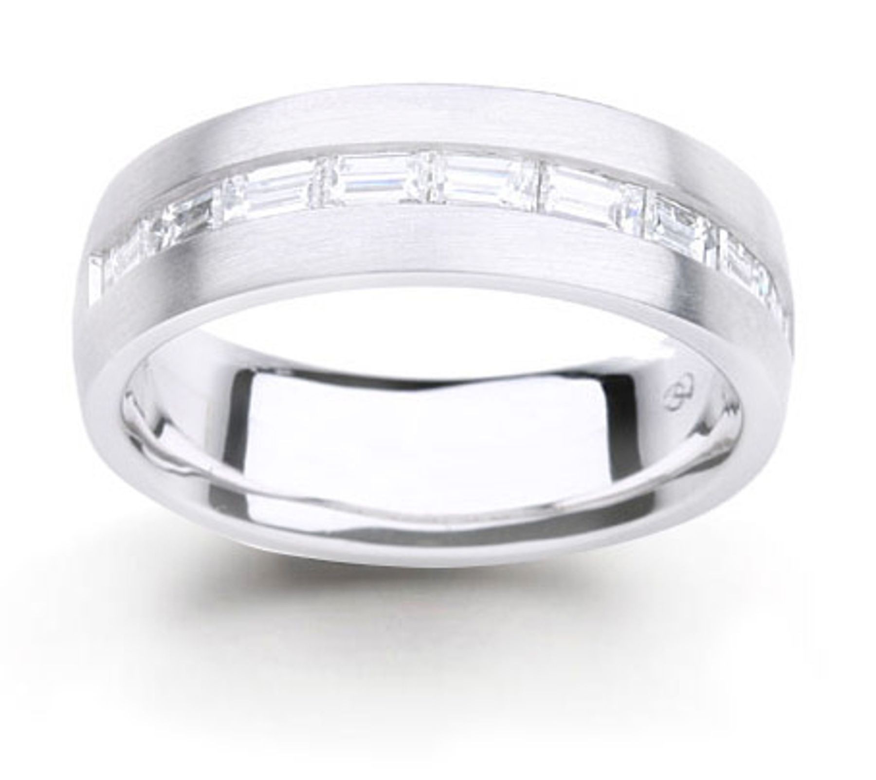 Platinum Channel Set Bagguette Diamonds Half Eternity Rings