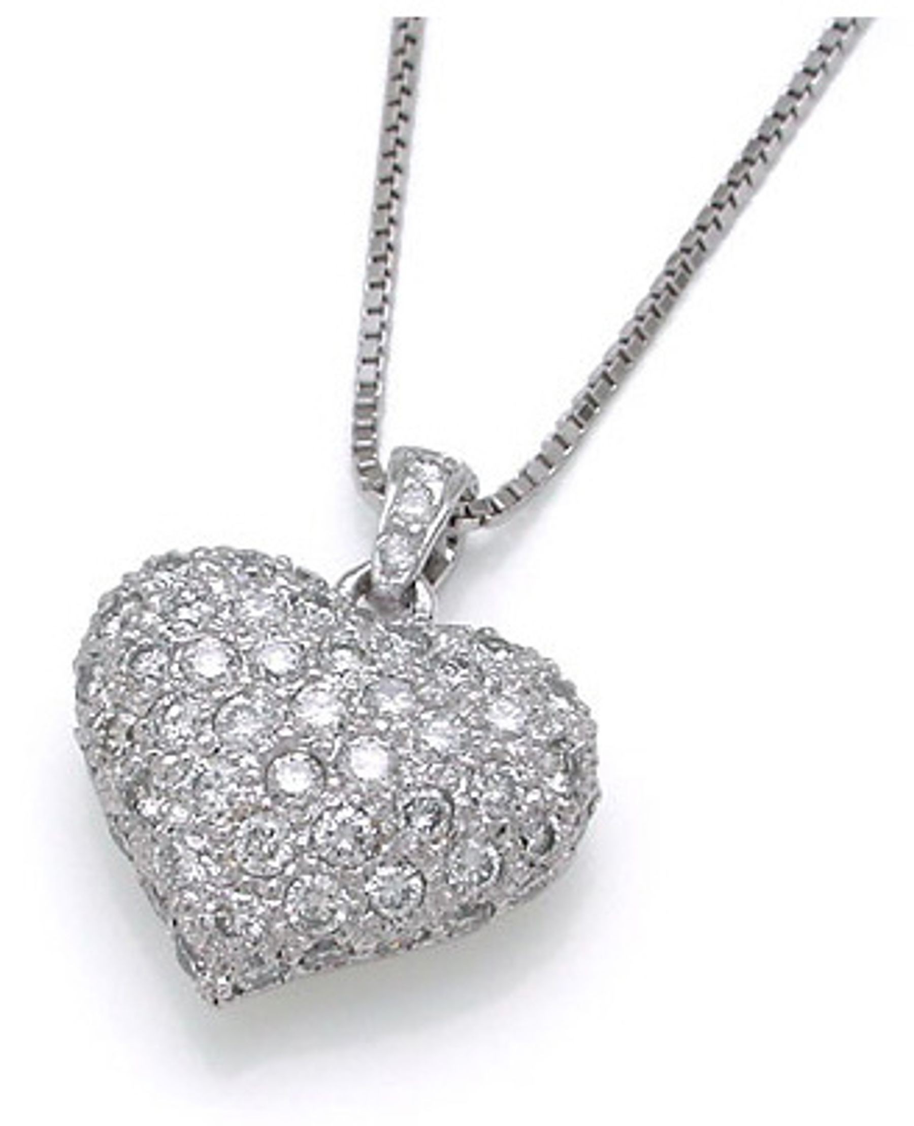 Platinum pave set round diamonds heart pendant