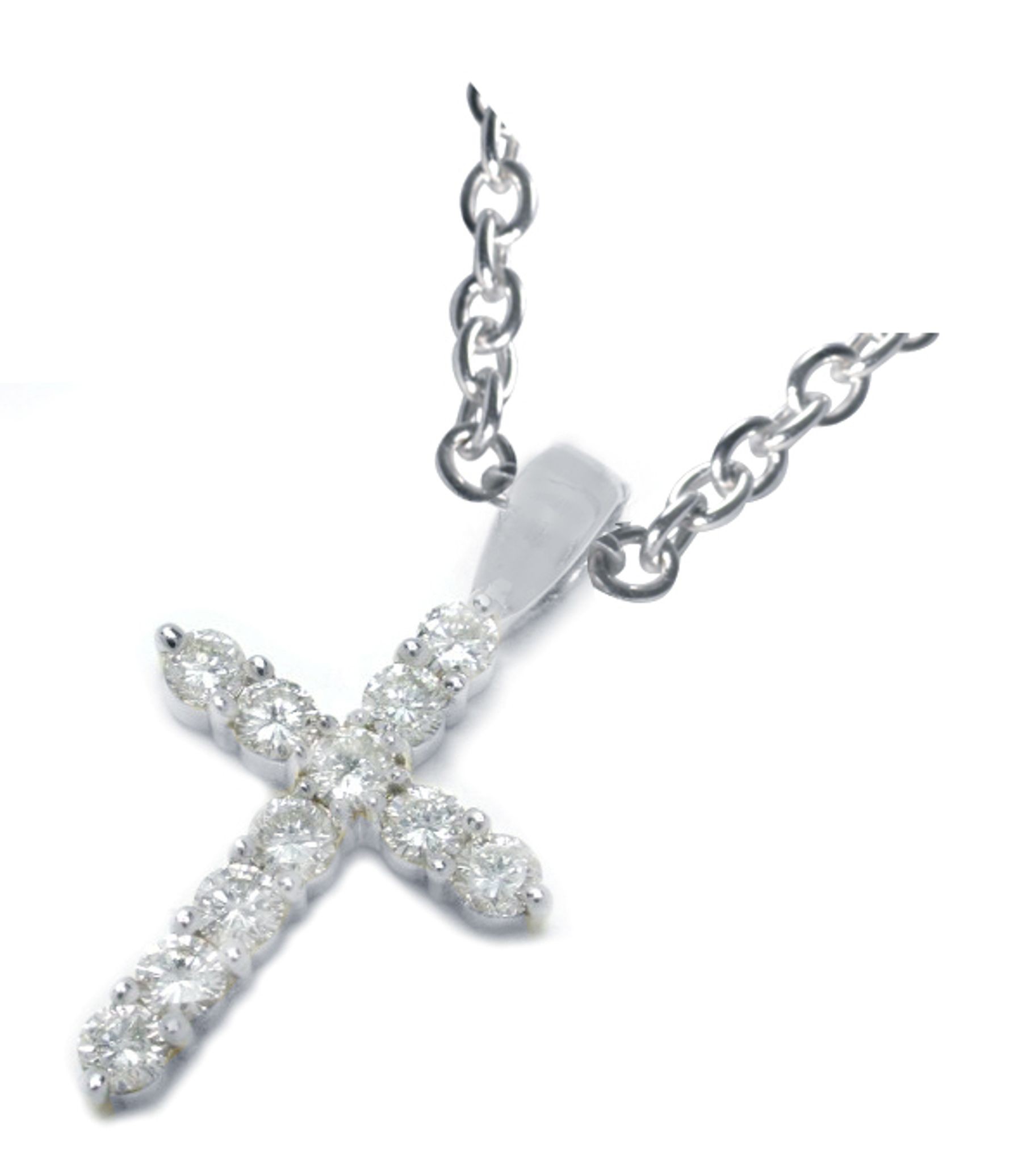 Platinum diamond cross pendant with platinum pendant chain