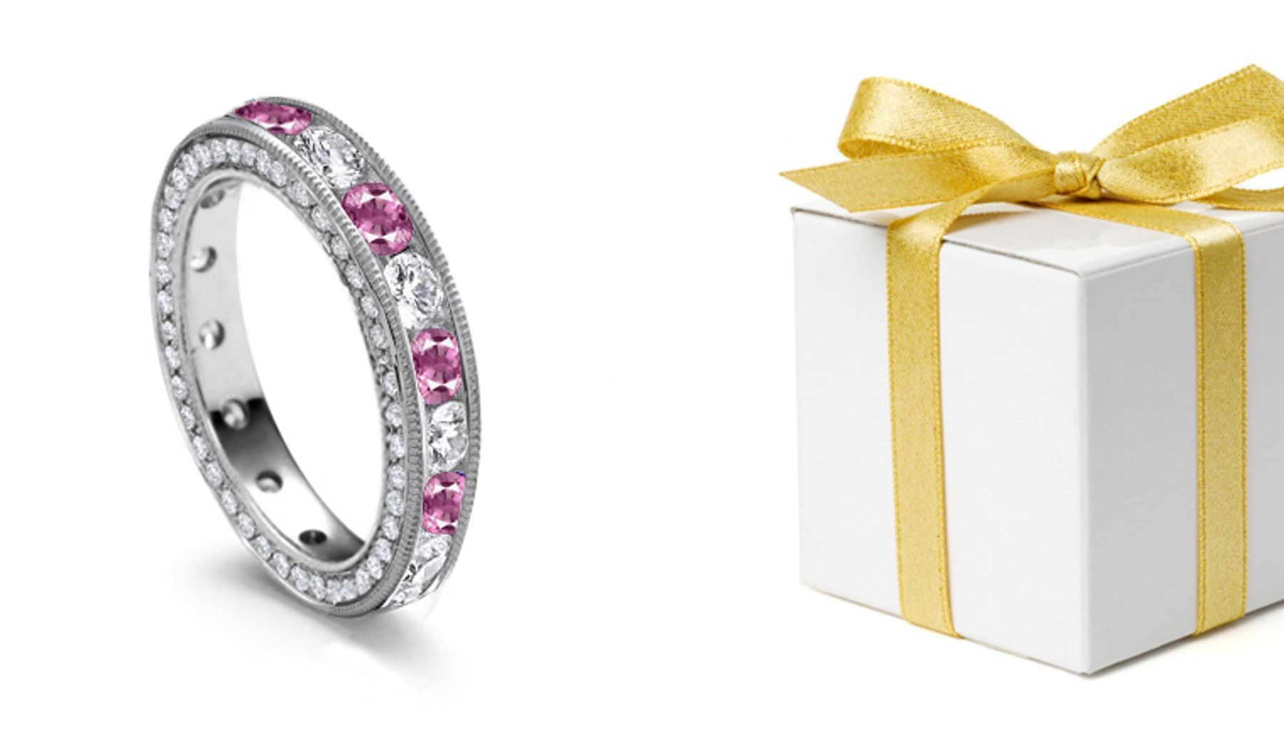 Women's Pure Pink Sapphire & Diamond Eternity Bands