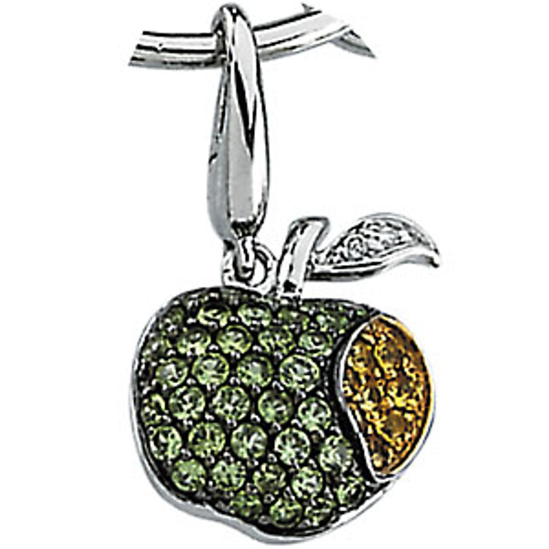 14K White Gold Charms Set with GENUINE ORANGE SAPPHIRE,TSAVORITE AND DIAMOND CHARM