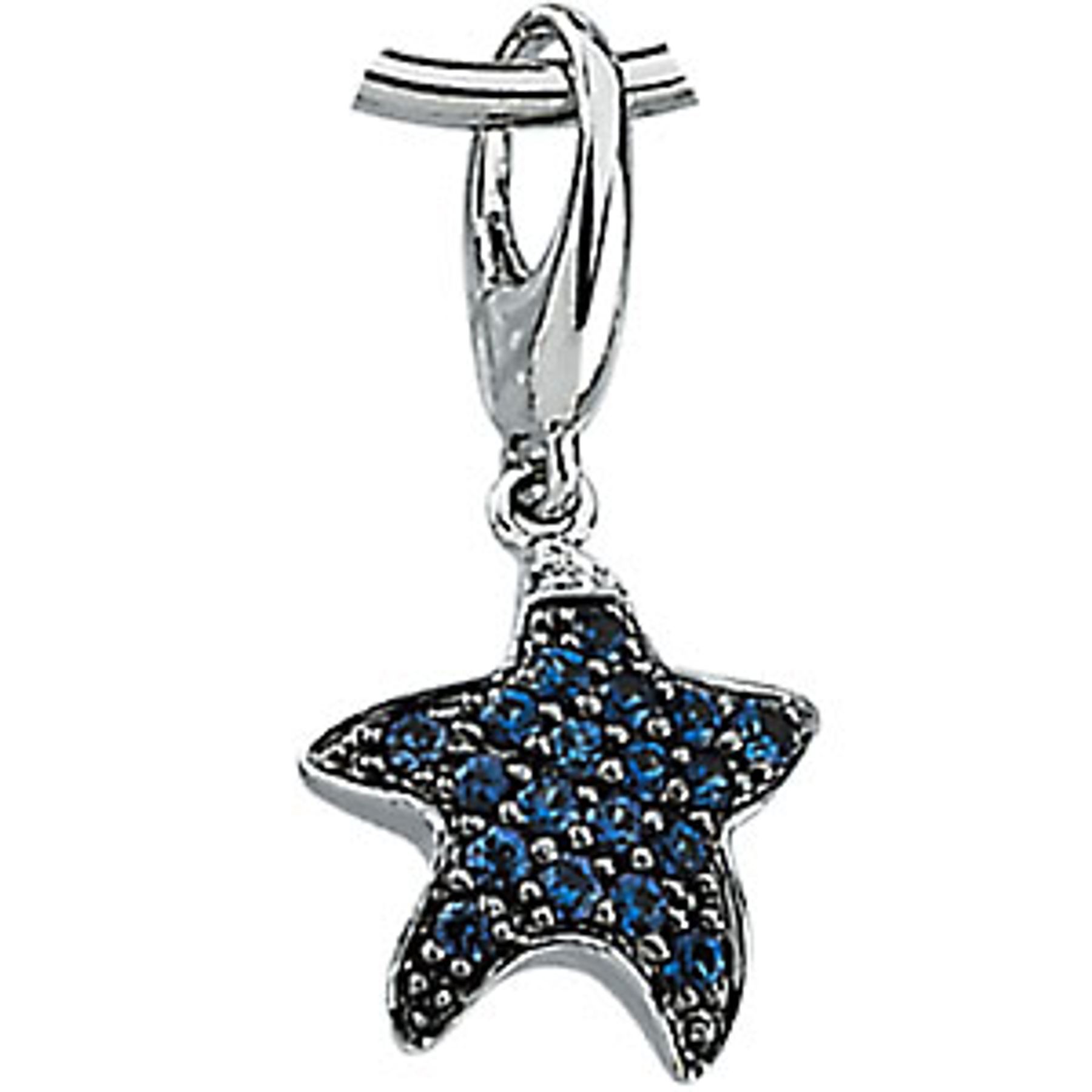 14K White Gold Charms Set with BLUE SAPPHIRE AND DIAMOND CHARM