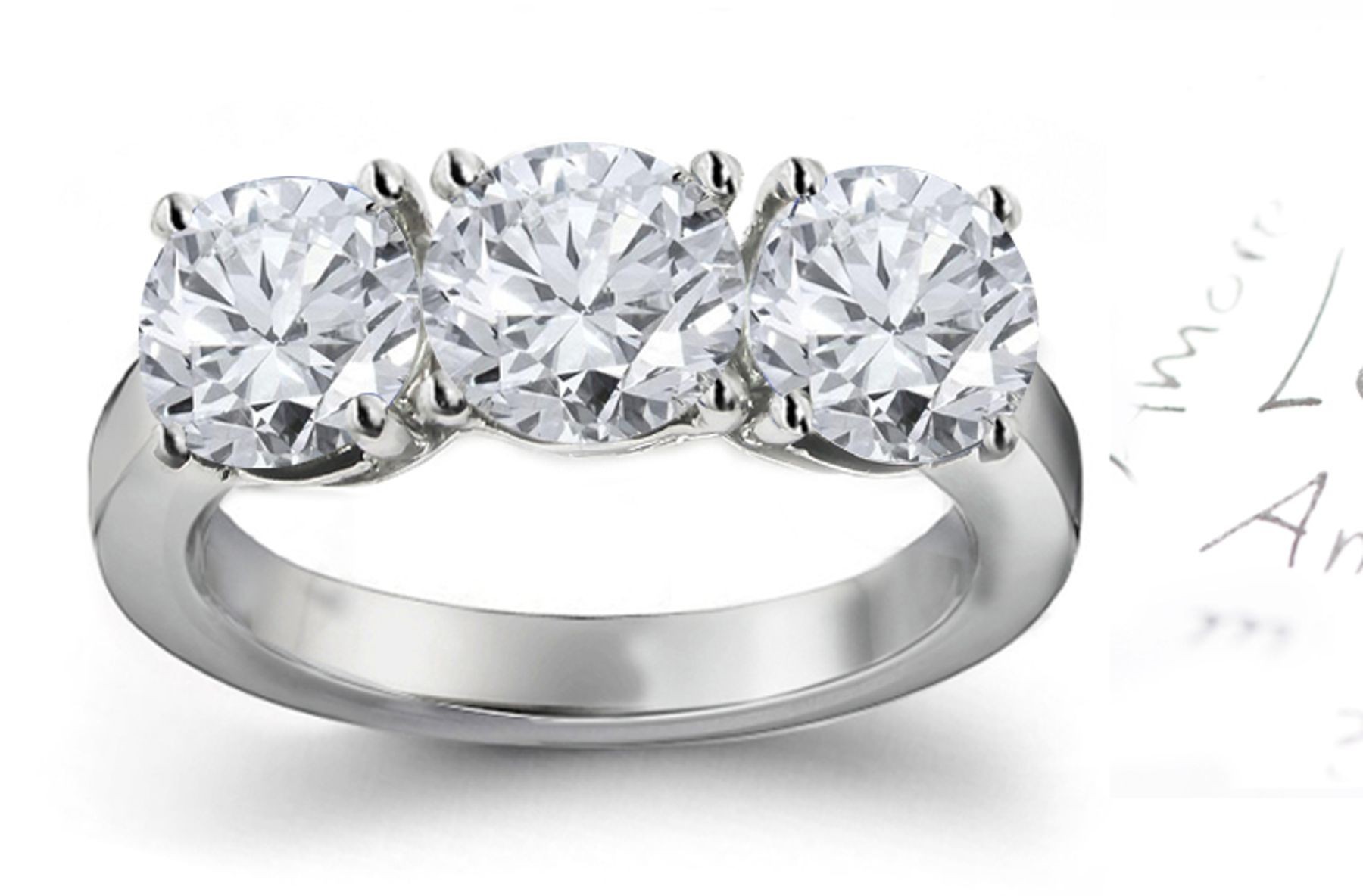 Three Stone Diamond Rings: Three Stone Diamond (Rings with Round Diamonds) Ring in Platinum & 14K White Yellow Gold. 