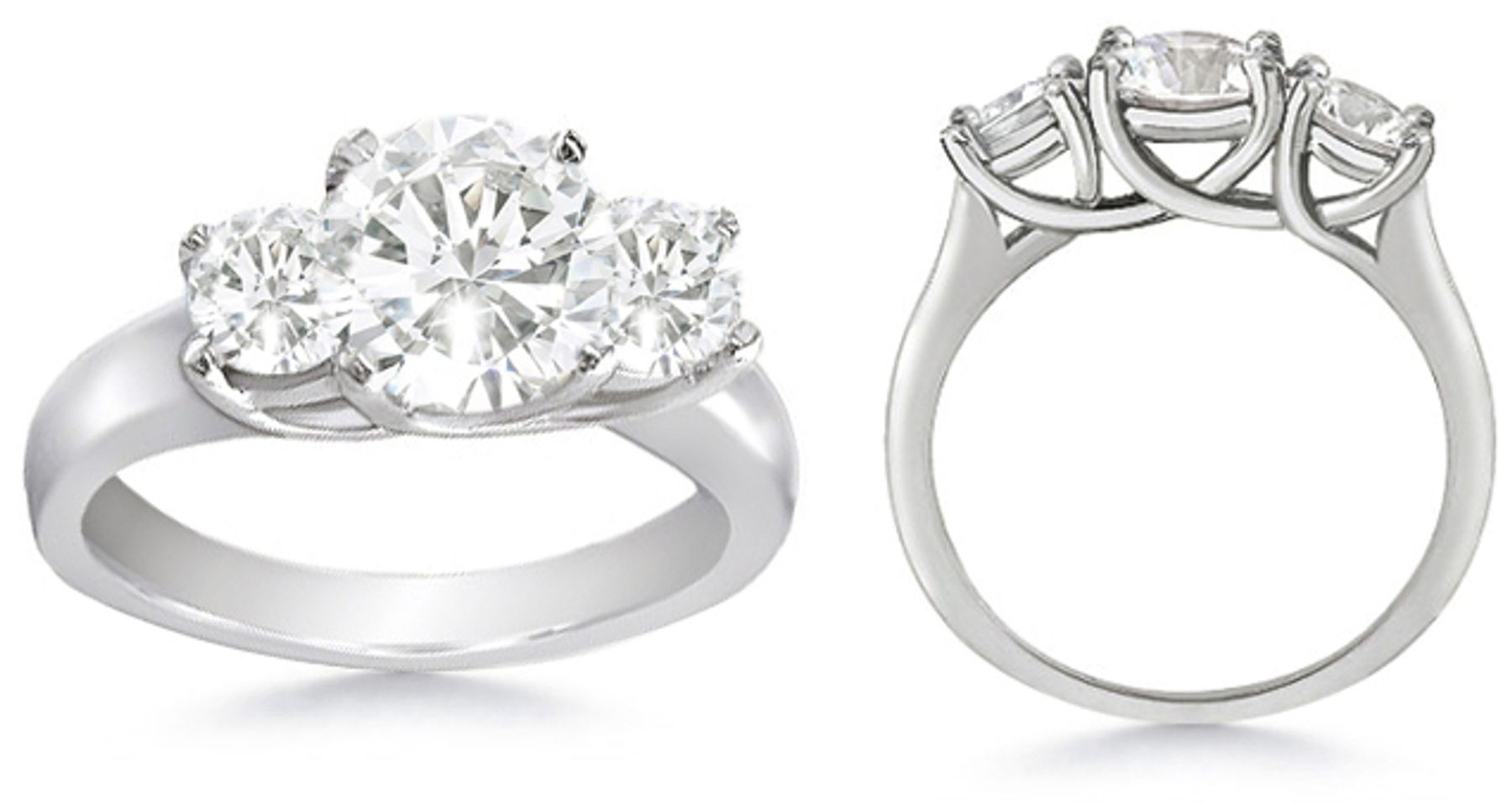 Diamond Anniversary Rings: Three Stone (Three Round Diamonds) Ring in Platinum